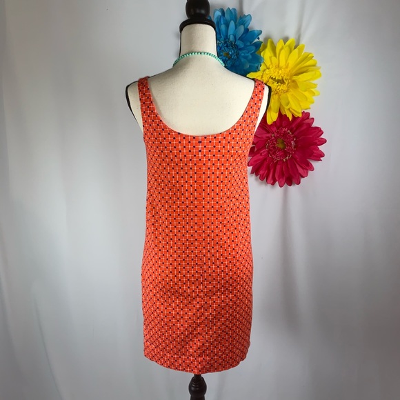 Vintage Inspired Tangerine Mod Print Dress - Picture 4 of 7
